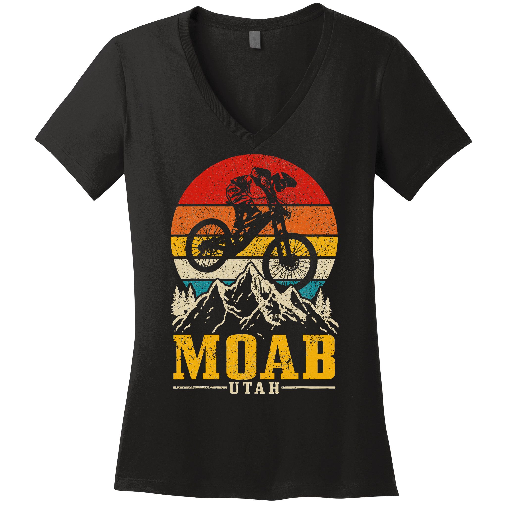 Moab Utah Vintage Mountain Bike Mtb Downhill Usa Women's V-Neck T-Shirt