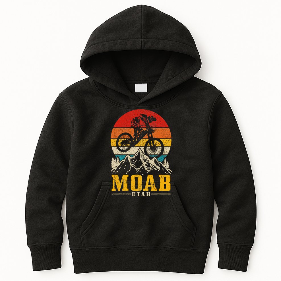 Moab Utah Vintage Mountain Bike Mtb Downhill Usa Kids Hoodie