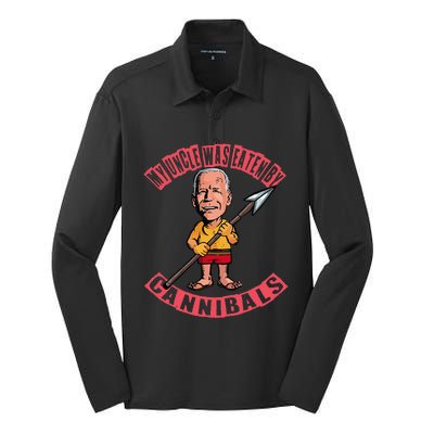 My Uncle Was Eaten By Cannibals Silk Touch Performance Long Sleeve Polo