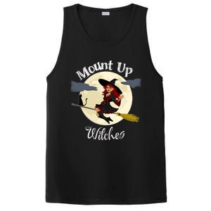 Mount Up Witches Halloween Witch On Broom Black Cat Moon Gift PosiCharge Competitor Tank