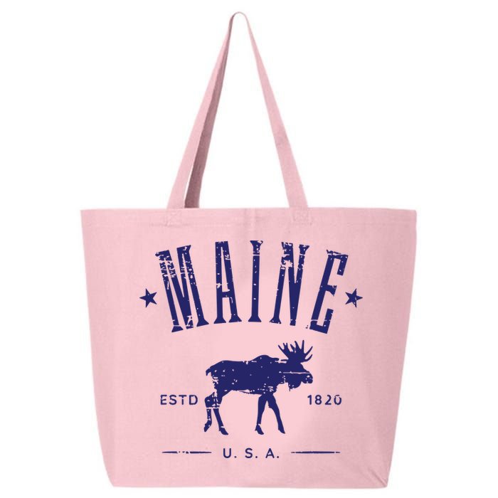 Maine Usa With Moose Distressed Design Souvenir 25L Jumbo Tote