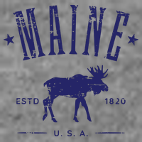 Maine Usa With Moose Distressed Design Souvenir 7-Panel Snapback Hat