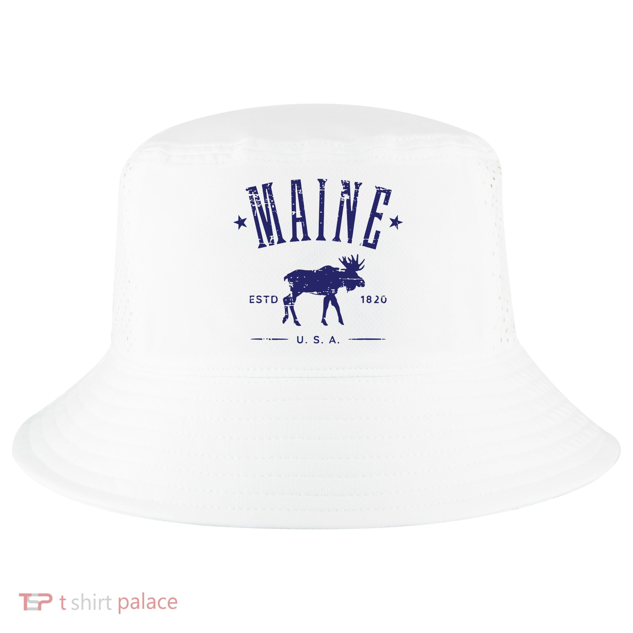 Maine Usa With Moose Distressed Design Souvenir Cool Comfort Performance Bucket Hat