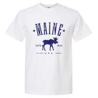 Maine Usa With Moose Distressed Design Souvenir Garment-Dyed Heavyweight T-Shirt