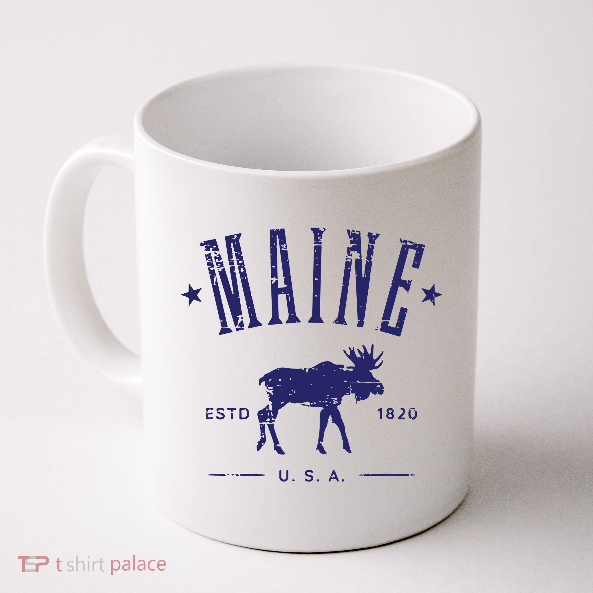 Maine Usa With Moose Distressed Design Souvenir Mug