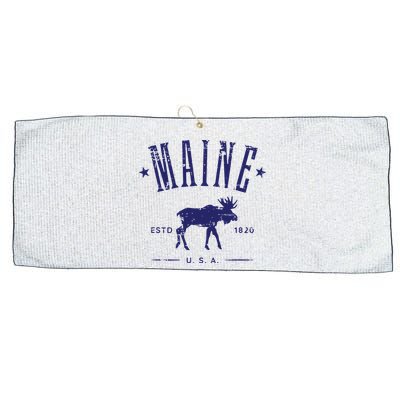Maine Usa With Moose Distressed Design Souvenir Large Microfiber Waffle Golf Towel