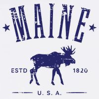 Maine Usa With Moose Distressed Design Souvenir Visor