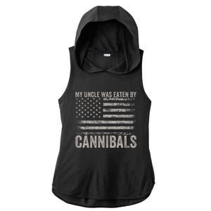 My Uncle Was Eaten By Cannibals Funny Usa Flag 4th Of Ladies PosiCharge Tri-Blend Wicking Draft Hoodie Tank