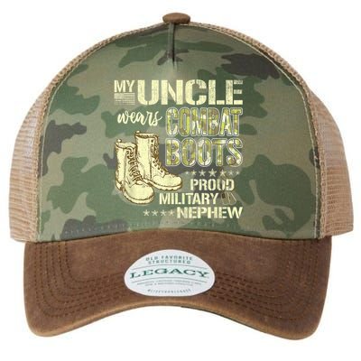 My Uncle Wears Combat Boots Dog Tags Proud Military Nephew Legacy Tie Dye Trucker Hat