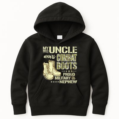 My Uncle Wears Combat Boots Dog Tags Proud Military Nephew Kids Hoodie