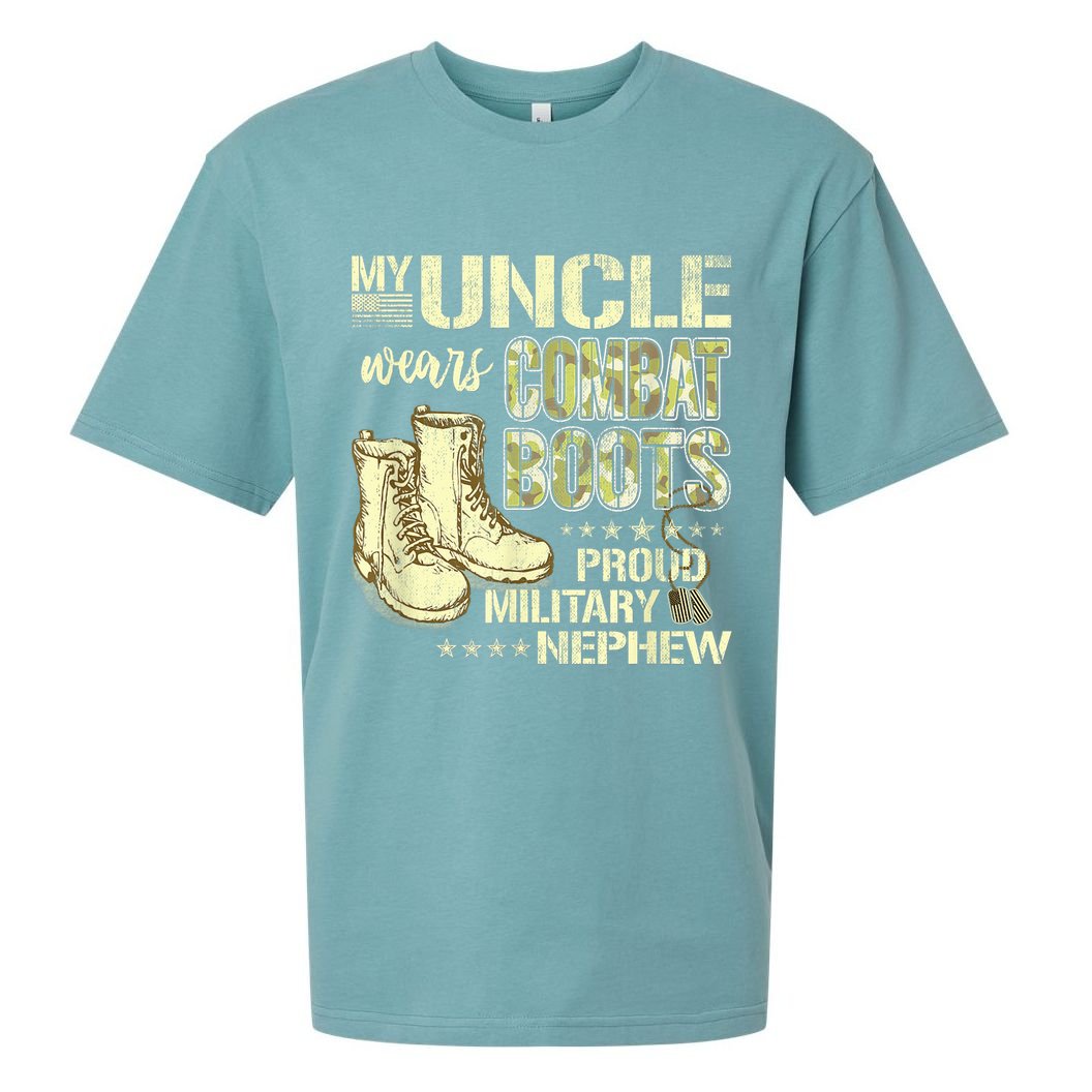 My Uncle Wears Combat Boots Dog Tags Proud Military Nephew Sueded Cloud Jersey T-Shirt