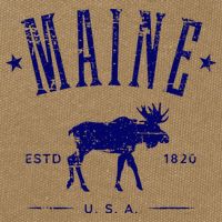 Maine Usa With Moose Distressed Design Souvenir Cotton Canvas Backpack