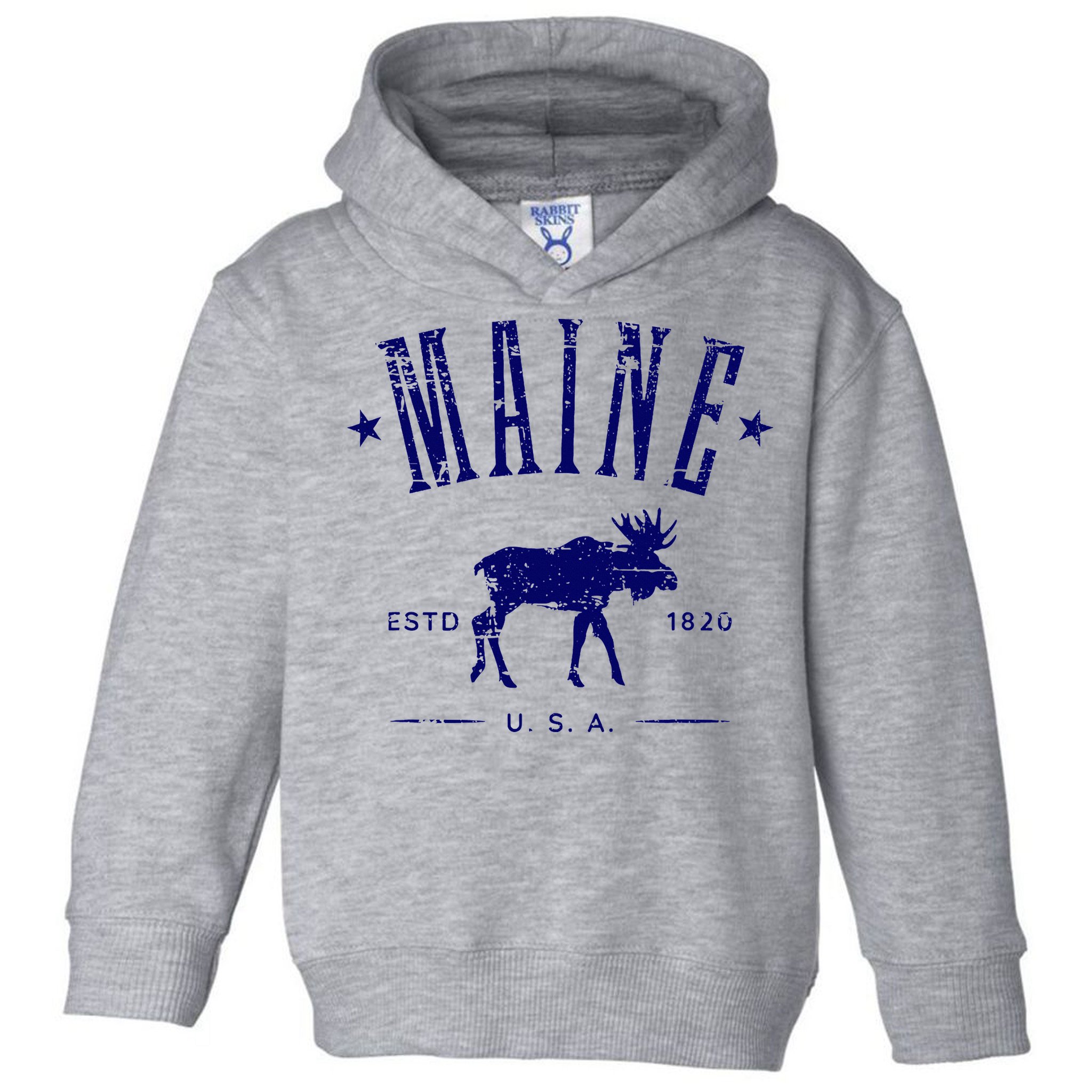 Maine Usa With Moose Distressed Design Souvenir Toddler Hoodie