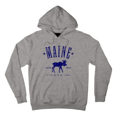 Maine Usa With Moose Distressed Design Souvenir Tall Hoodie