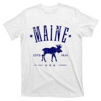 Maine Usa With Moose Distressed Design Souvenir T-Shirt