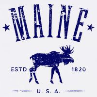 Maine Usa With Moose Distressed Design Souvenir Sustainable Bucket Hat