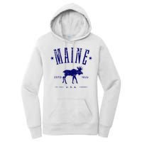 Maine Usa With Moose Distressed Design Souvenir Women's Pullover Hoodie