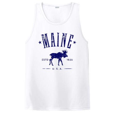 Maine Usa With Moose Distressed Design Souvenir PosiCharge Competitor Tank