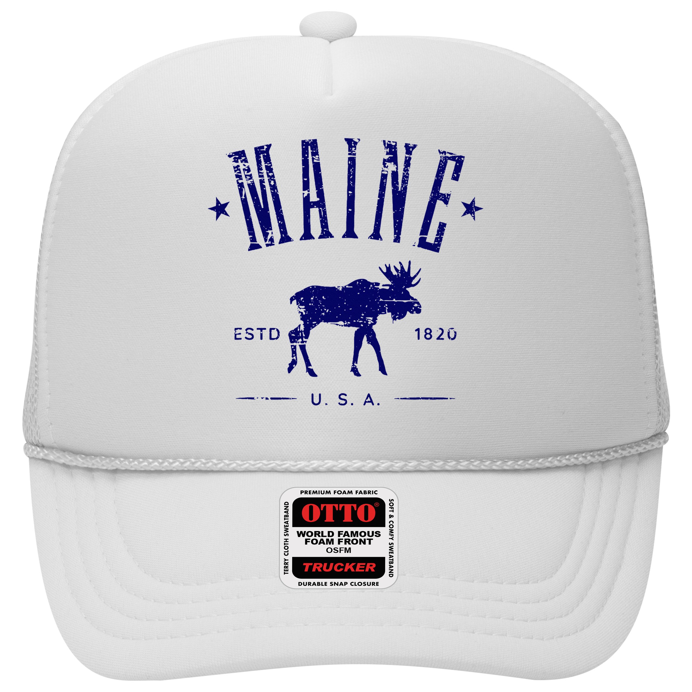 Maine Usa With Moose Distressed Design Souvenir Hat