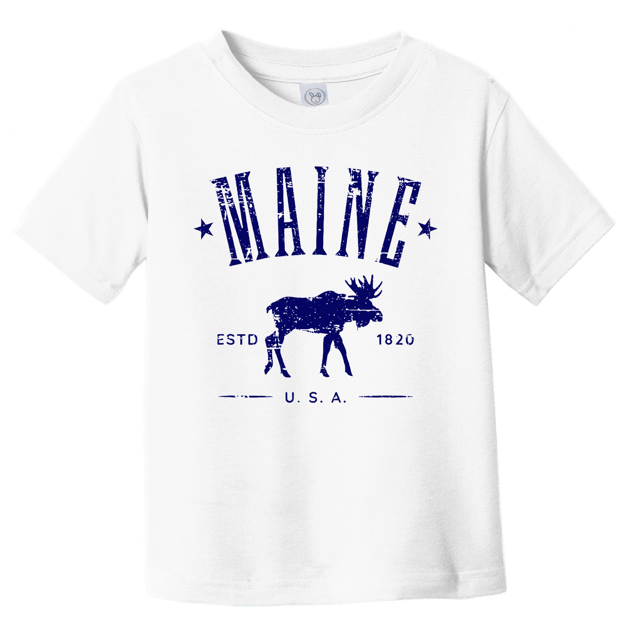 Maine Usa With Moose Distressed Design Souvenir Toddler T-Shirt