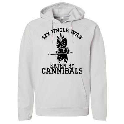 My Uncle Was Eaten By Cannibals Funny Biden Performance Fleece Hoodie