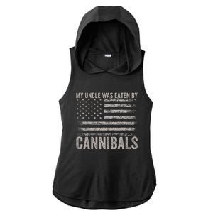 My Uncle Was Eaten By Cannibals Funny Usa Flag Ladies PosiCharge Tri-Blend Wicking Draft Hoodie Tank