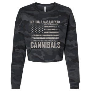 My Uncle Was Eaten By Cannibals Funny Usa Flag Cropped Pullover Crew