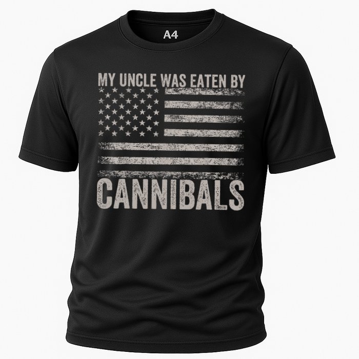 My Uncle Was Eaten By Cannibals Funny Usa Flag Cooling Performance Crew T-Shirt