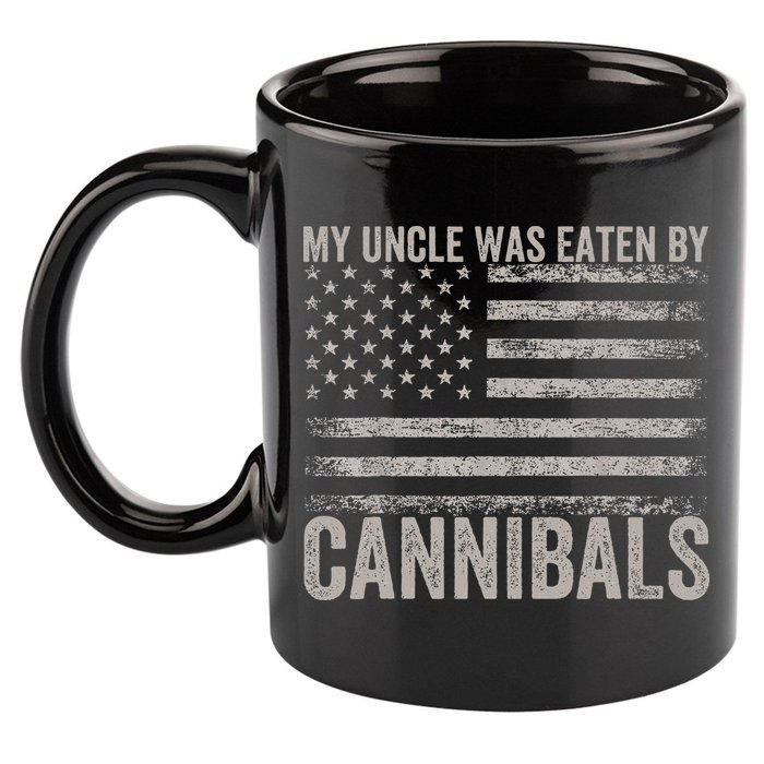 My Uncle Was Eaten By Cannibals Funny Usa Flag 11oz C Handle Ceramic Mug