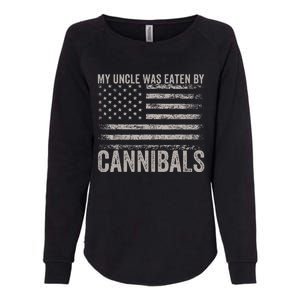 My Uncle Was Eaten By Cannibals Funny Usa Flag Womens California Wash Sweatshirt