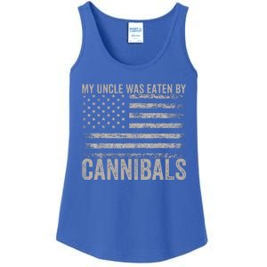 My Uncle Was Eaten By Cannibals Funny Usa Flag Ladies Essential Tank