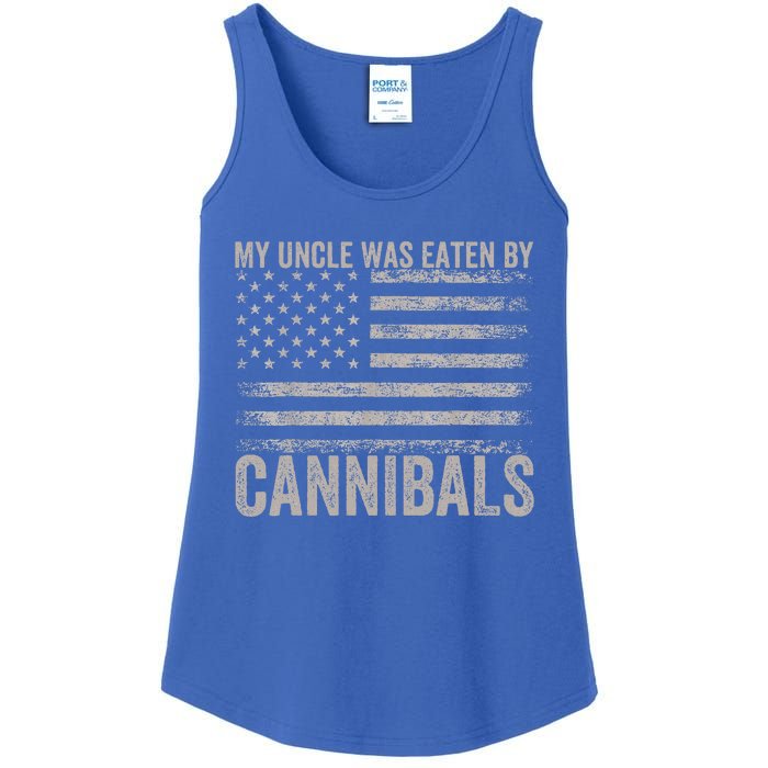 My Uncle Was Eaten By Cannibals Funny Usa Flag Ladies Essential Tank