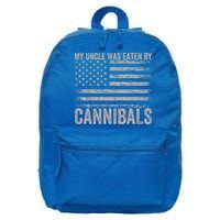 My Uncle Was Eaten By Cannibals Funny Usa Flag 16 in Basic Backpack