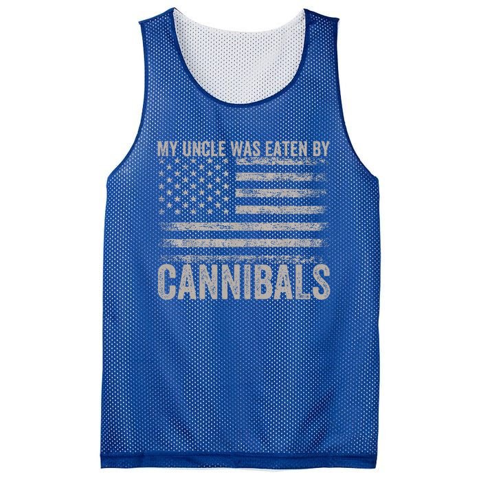 My Uncle Was Eaten By Cannibals Funny Usa Flag Mesh Reversible Basketball Jersey Tank