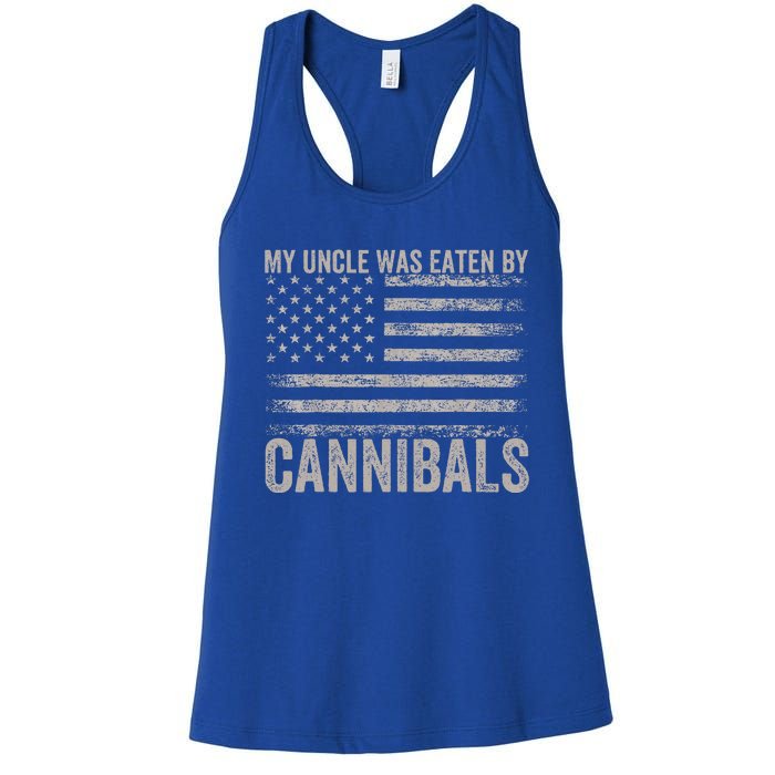 My Uncle Was Eaten By Cannibals Funny Usa Flag Women's Racerback Tank