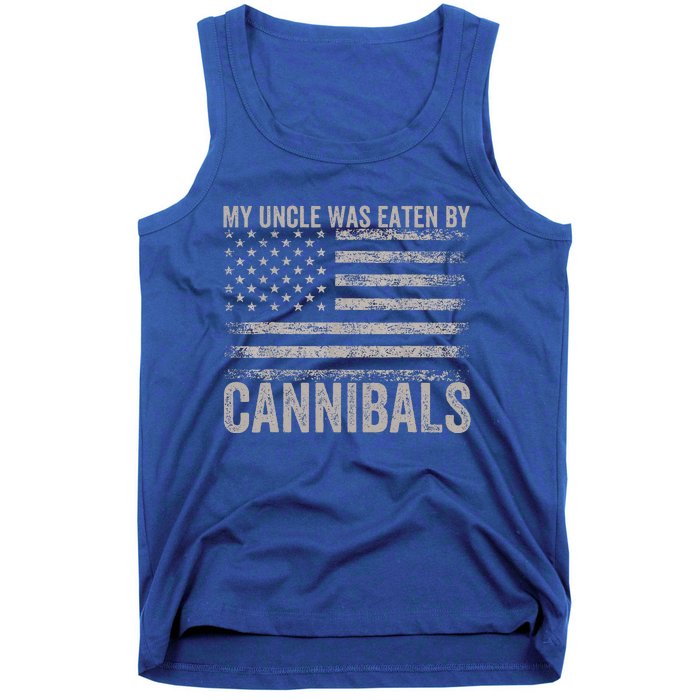 My Uncle Was Eaten By Cannibals Funny Usa Flag Tank Top