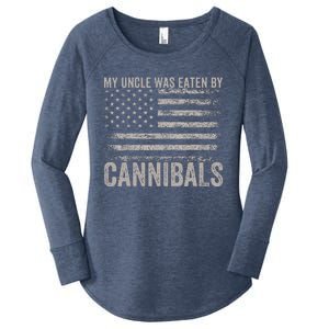 My Uncle Was Eaten By Cannibals Funny Usa Flag Women's Perfect Tri Tunic Long Sleeve Shirt