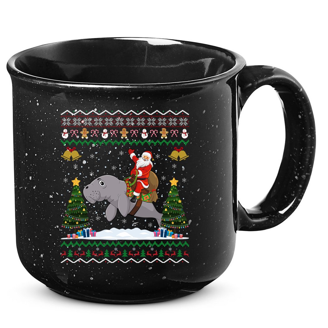 Manatee Ugly Xmas Gift Santa Riding Atee Christmas Cool Gift 15oz Campfire Ceramic Mug