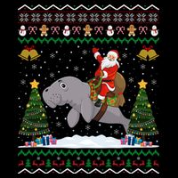 Manatee Ugly Xmas Gift Santa Riding Atee Christmas Cool Gift Flatbill Hat