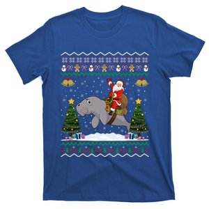 Manatee Ugly Xmas Gift Santa Riding Atee Christmas Cool Gift T-Shirt