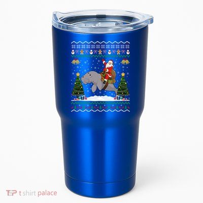 Manatee Ugly Xmas Gift Santa Riding Atee Christmas Cool Gift Tumbler
