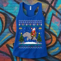 Manatee Ugly Xmas Gift Santa Riding Atee Christmas Cool Gift Womens Tank Top