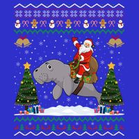 Manatee Ugly Xmas Gift Santa Riding Atee Christmas Cool Gift Womens Tank Top