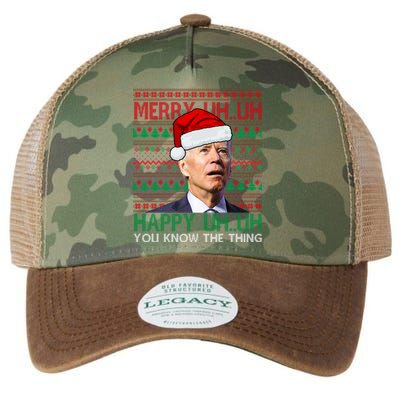 Merry Uh You Know The Thing Confused Joe Biden Funny Ugly Christmas Legacy Tie Dye Trucker Hat