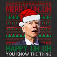 Merry Uh You Know The Thing Confused Joe Biden Funny Ugly Christmas 7 Panel Mesh Trucker Snapback Hat
