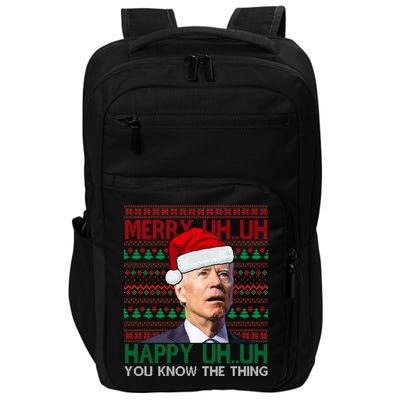 Merry Uh You Know The Thing Confused Joe Biden Funny Ugly Christmas Impact Tech Backpack