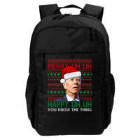 Merry Uh You Know The Thing Confused Joe Biden Funny Ugly Christmas Backpack