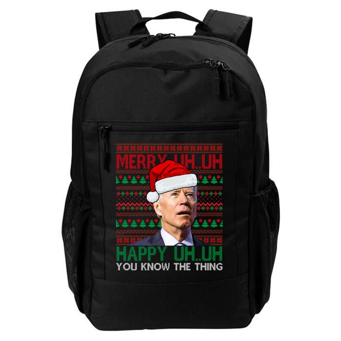 Merry Uh You Know The Thing Confused Joe Biden Funny Ugly Christmas Backpack