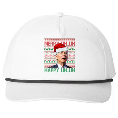 Merry Uh You Know The Thing Confused Joe Biden Funny Ugly Christmas Snapback Five-Panel Rope Hat