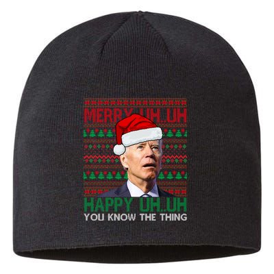 Merry Uh You Know The Thing Confused Joe Biden Funny Ugly Christmas Sustainable Beanie